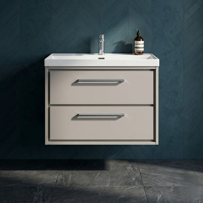 [BFLL3226E] Longnor Modern Wall Hung Vanity 2 Drawer Vanity Basin Unit with Rectangular Basin, Choice of Size and Colour - Silo