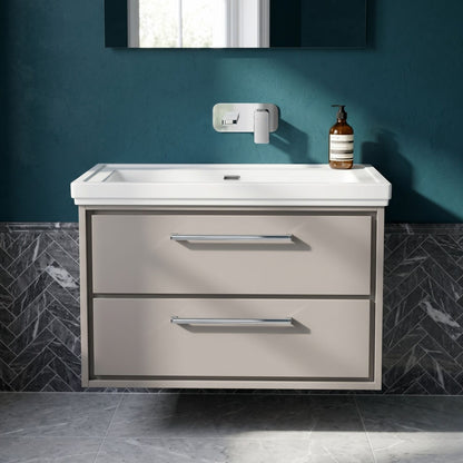 [BFLL3226H] Longnor 2 Drawer Wall Hung Vanity Basin Unit with 0 Tap Hole Traditional Fireclay Basin, Choice of Size and Colour - Silo