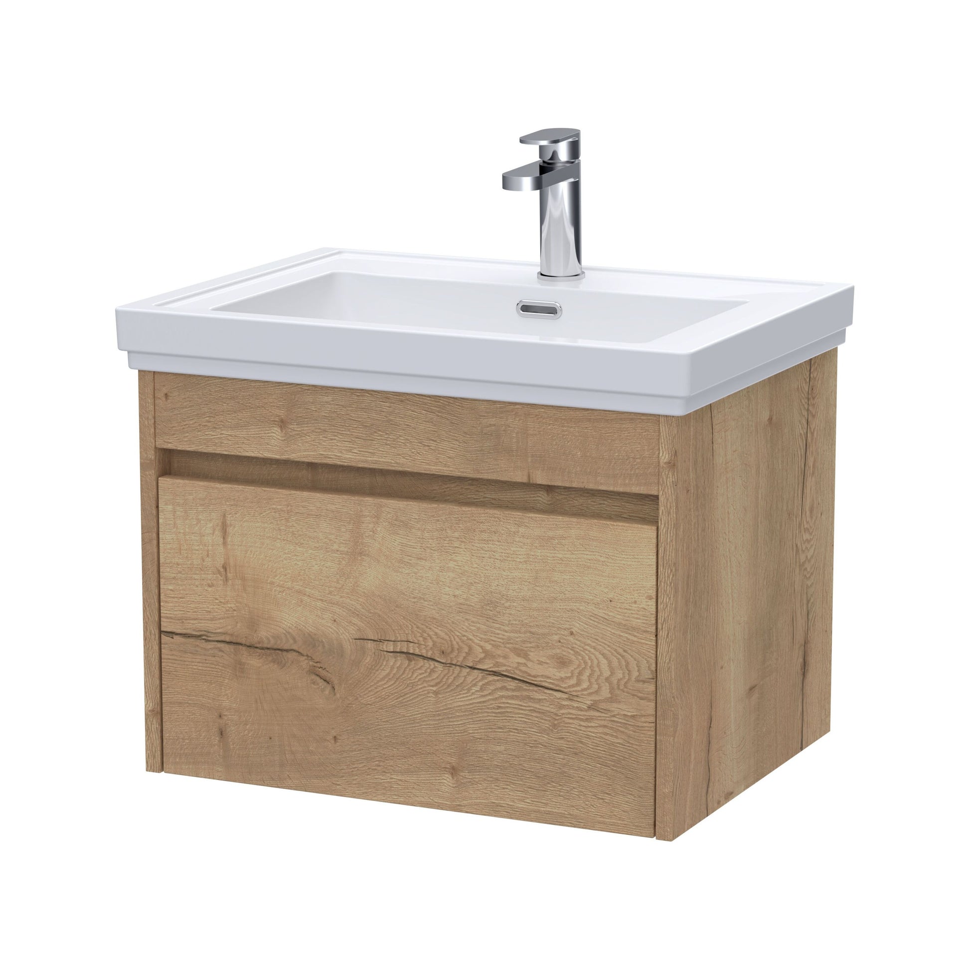 [BFLW1894A] Swainsley Contemporary Wall Hung 1 Drawer Vanity Unit with Traditional 1 Tap Hole Fireclay Basin - Choice of Size and Colour - Cutout
