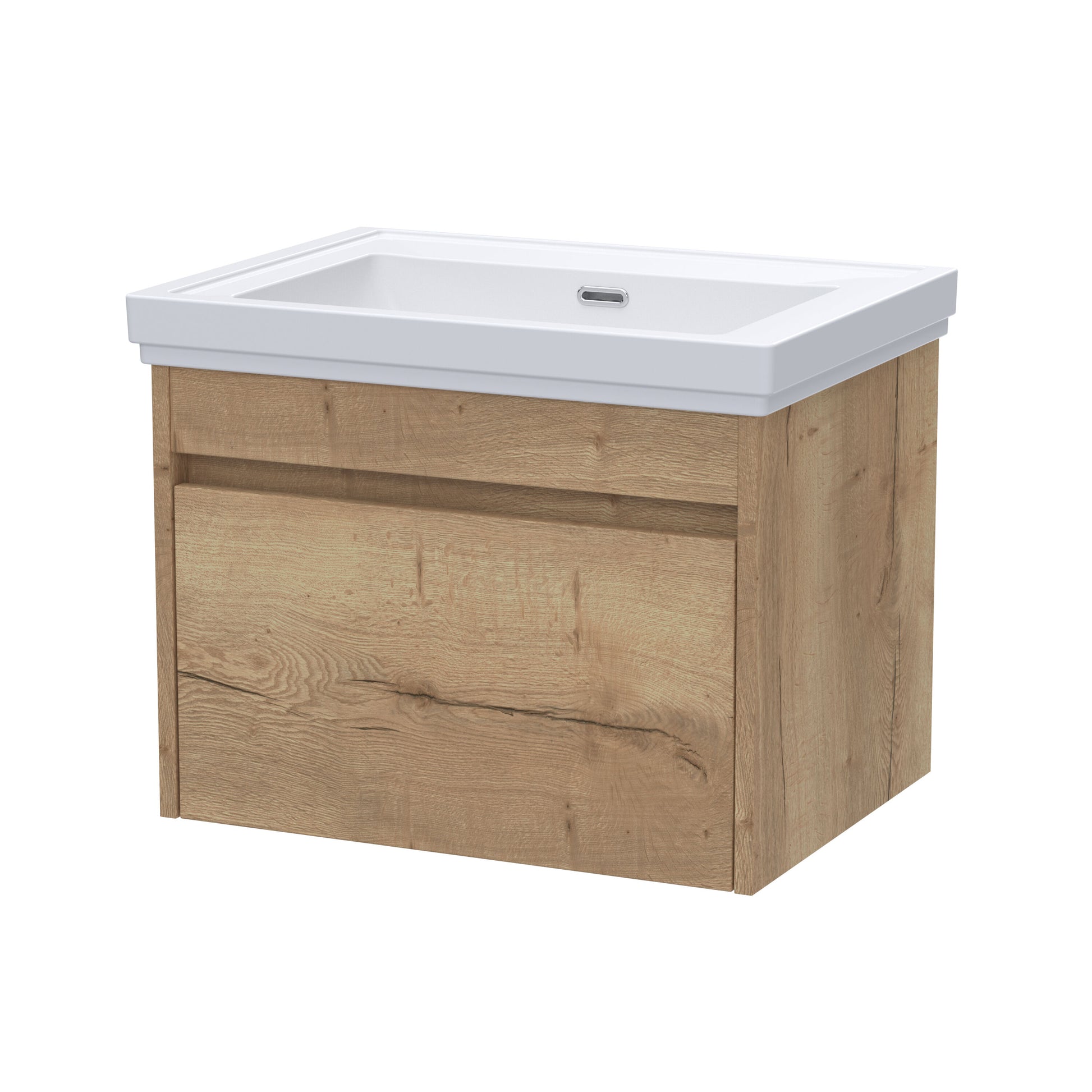 [BFLW1894H] Swainsley Contemporary Wall Hung 1 Drawer Vanity Unit with Traditional 0 Tap Hole Fireclay Basin - Choice of Size and Colour - Cutout