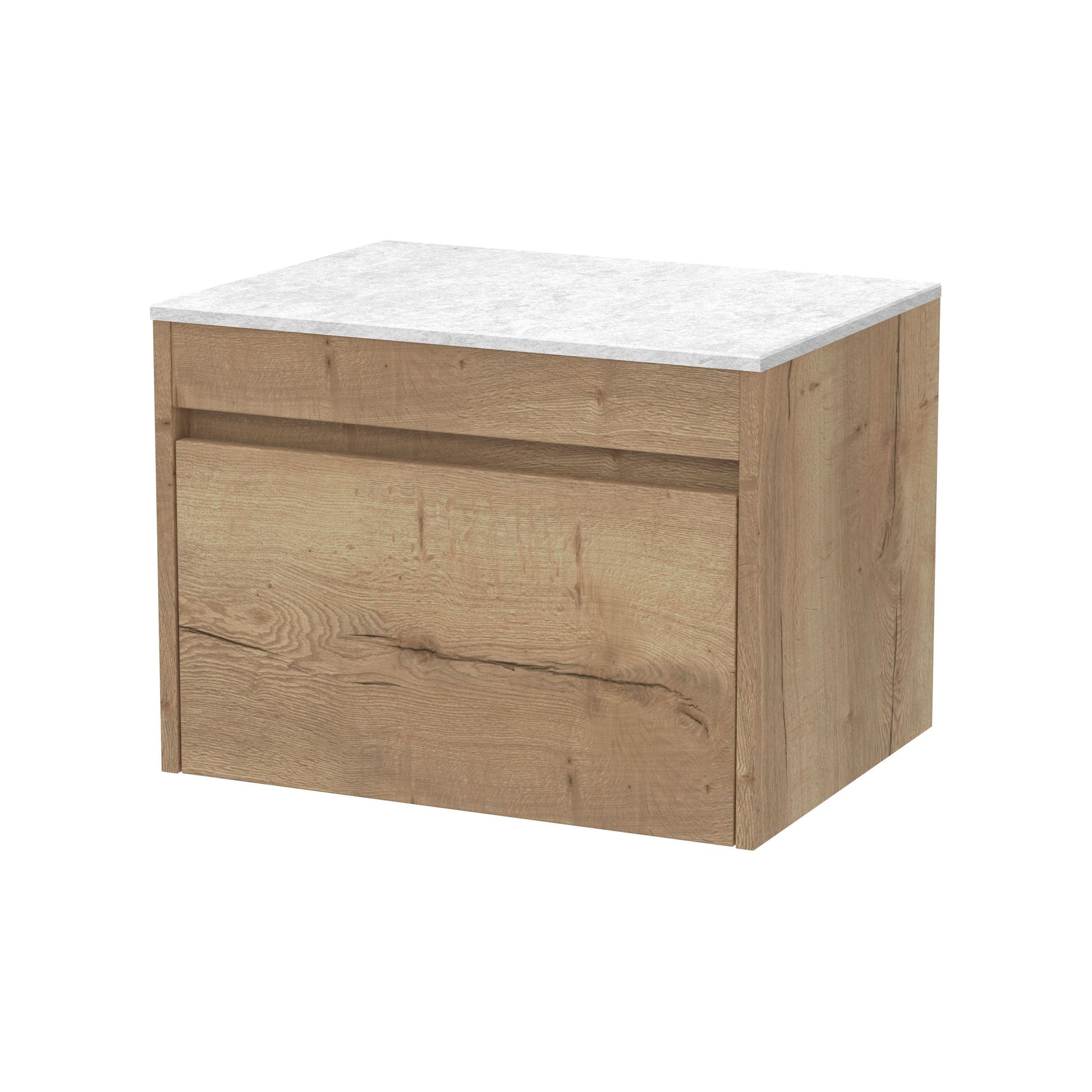 [BFLW1894WMT] Swainsley Contemporary Wall Hung 1 Drawer Vanity Unit with White Marble Top - Choice of Size and Colour - Cutout