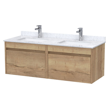 [BFLW1894WS2] Swainsley Contemporary Wall Hung 2 Drawer 1200mm Vanity Unit with Marble Top with Basin - Choice of Colour - Cutout