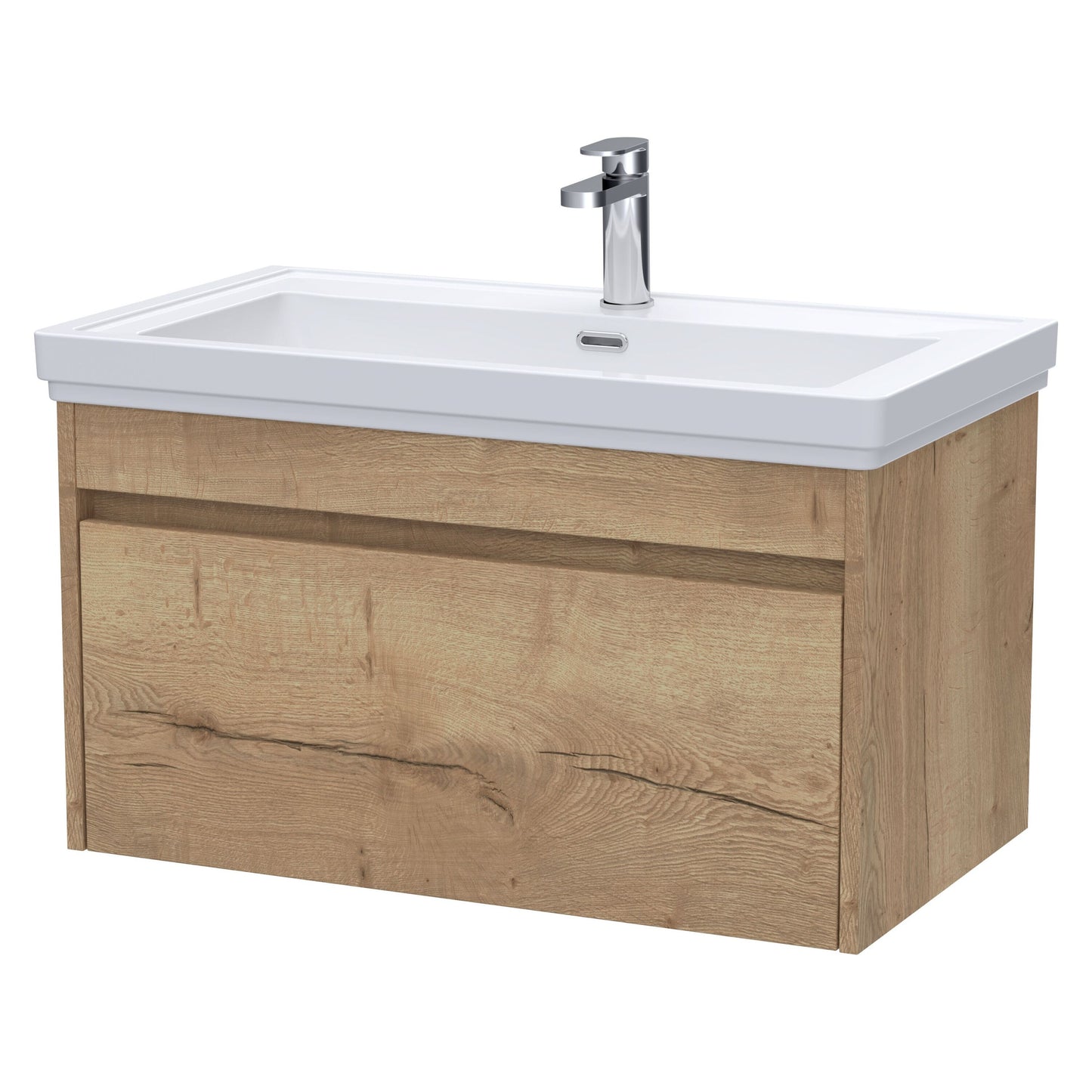 [BFLW1896A] Swainsley Contemporary Wall Hung 1 Drawer Vanity Unit with Traditional 1 Tap Hole Fireclay Basin - Choice of Size and Colour - Cutout