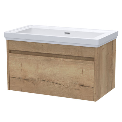 [BFLW1896H] Swainsley Contemporary Wall Hung 1 Drawer Vanity Unit with Traditional 0 Tap Hole Fireclay Basin - Choice of Size and Colour - Cutout