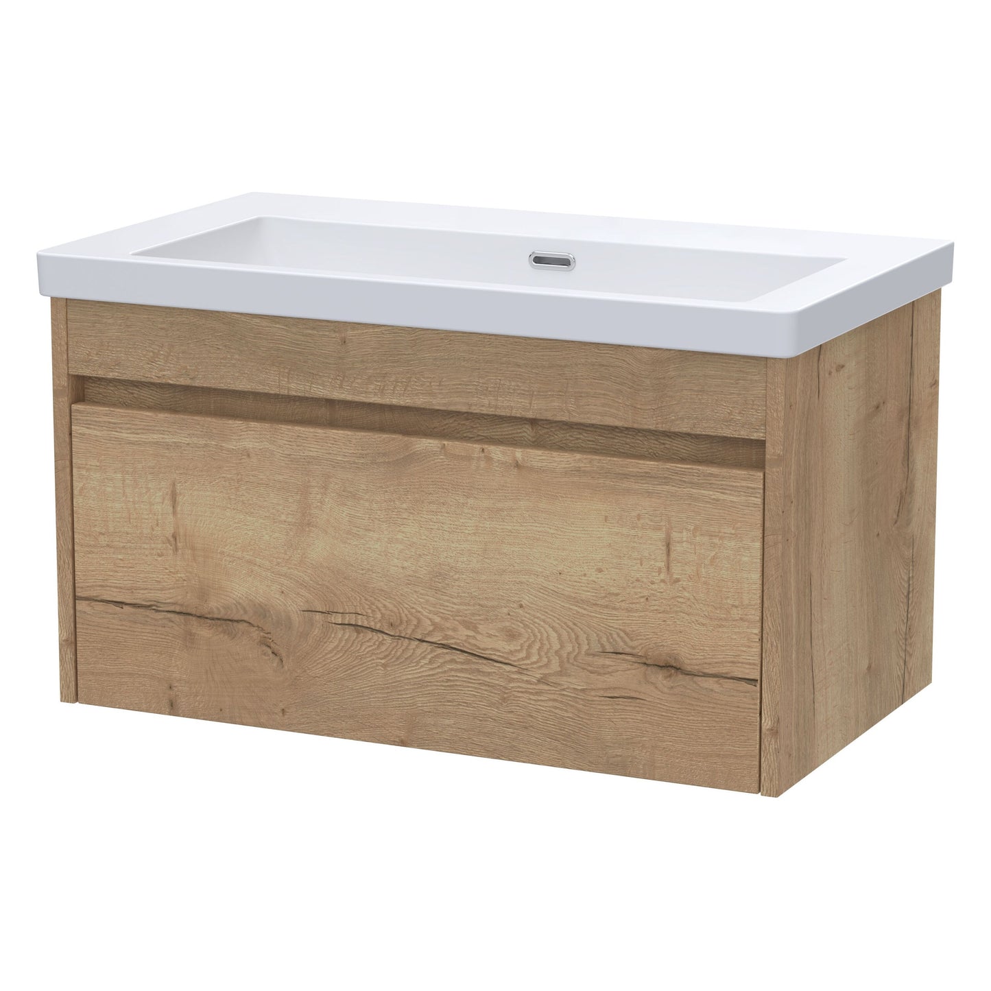 [BFLW1896K] Swainsley Contemporary Wall Hung 1 Drawer Vanity Unit with 0 Tap Hole Fireclay Basin - Choice of Size and Colour - Cutout