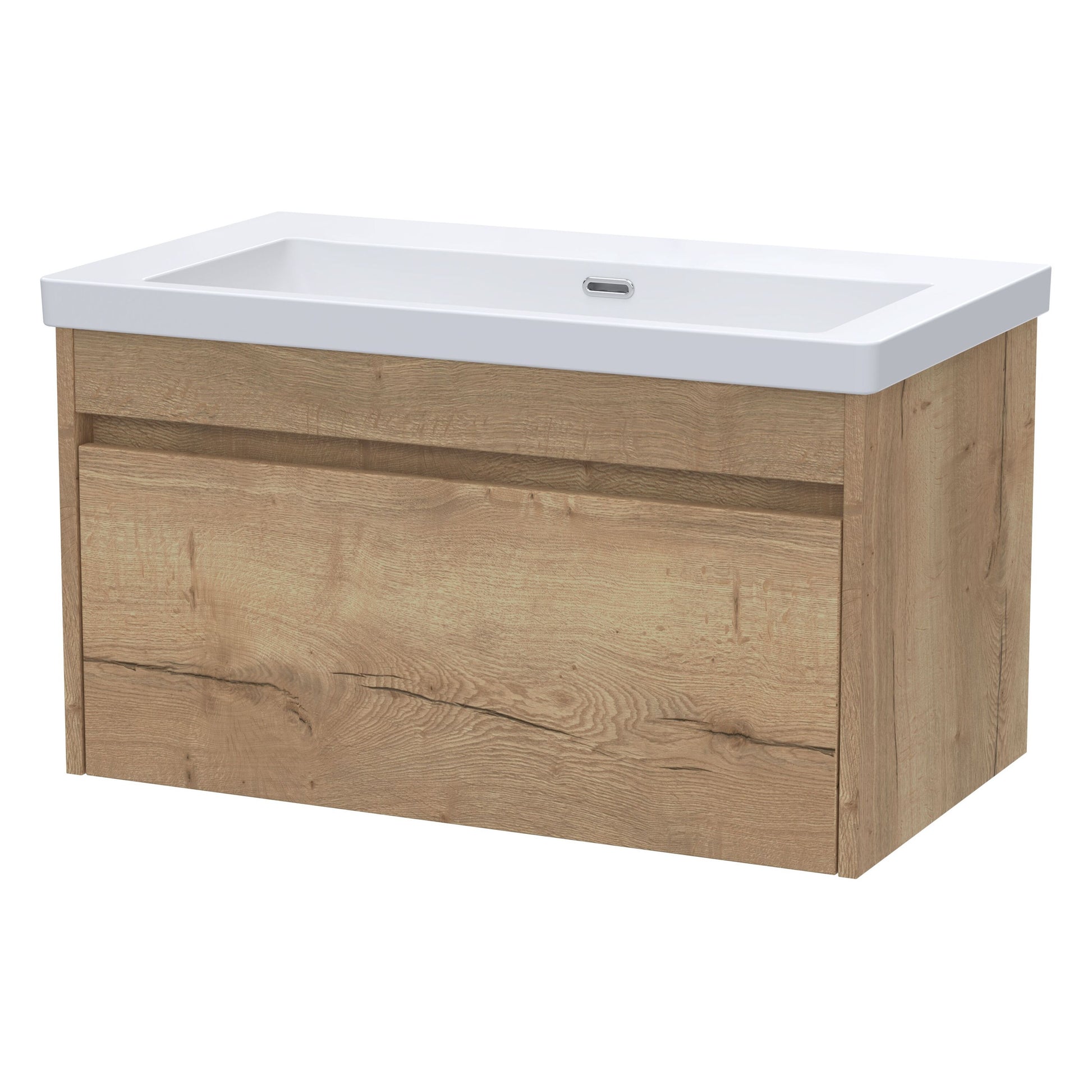 [BFLW1896K] Swainsley Contemporary Wall Hung 1 Drawer Vanity Unit with 0 Tap Hole Fireclay Basin - Choice of Size and Colour - Cutout