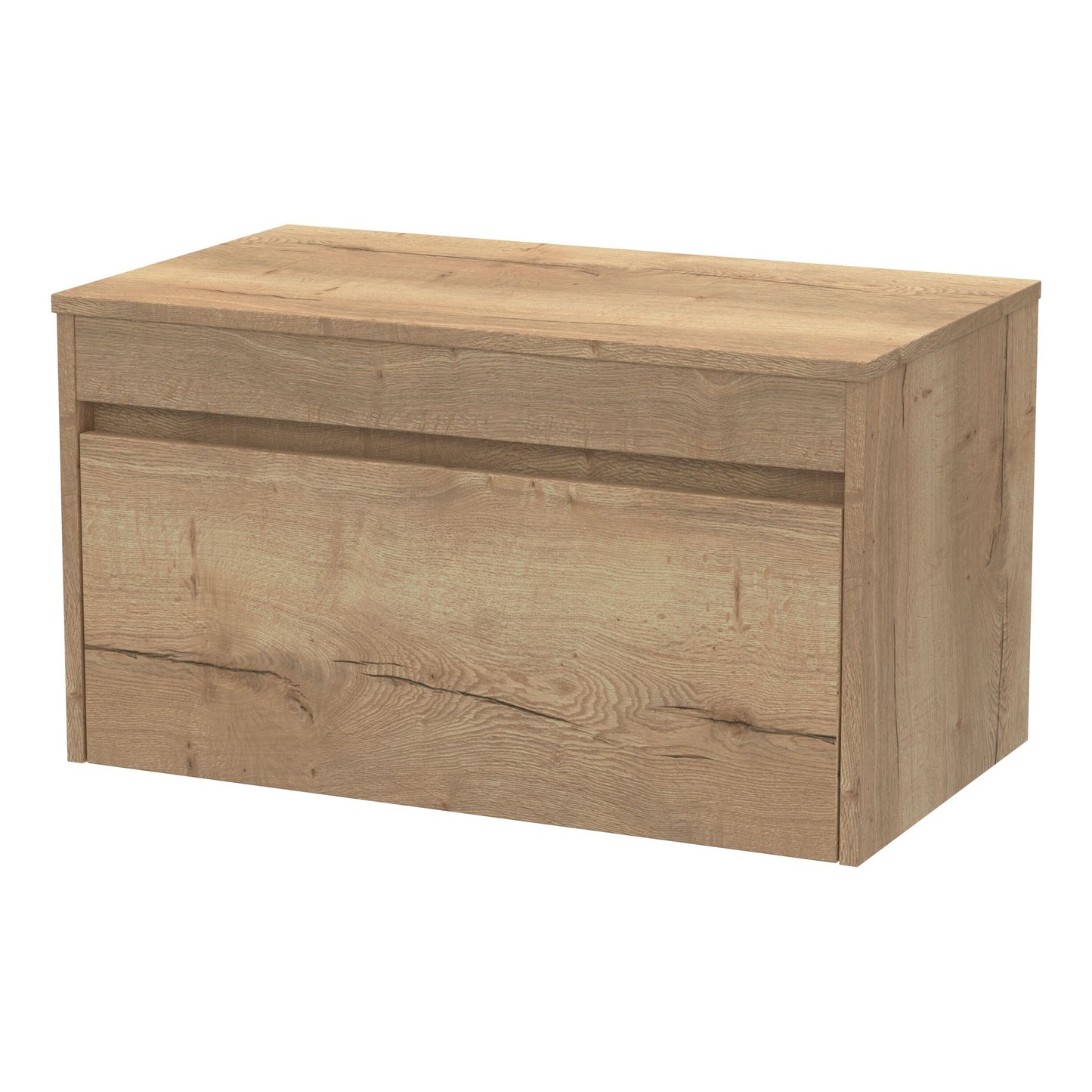 [BFLW1896W] Swainsley Contemporary Wall Hung 1 Drawer Vanity Unit with Laminate Worktop - Choice of Size and Colour - Cutout