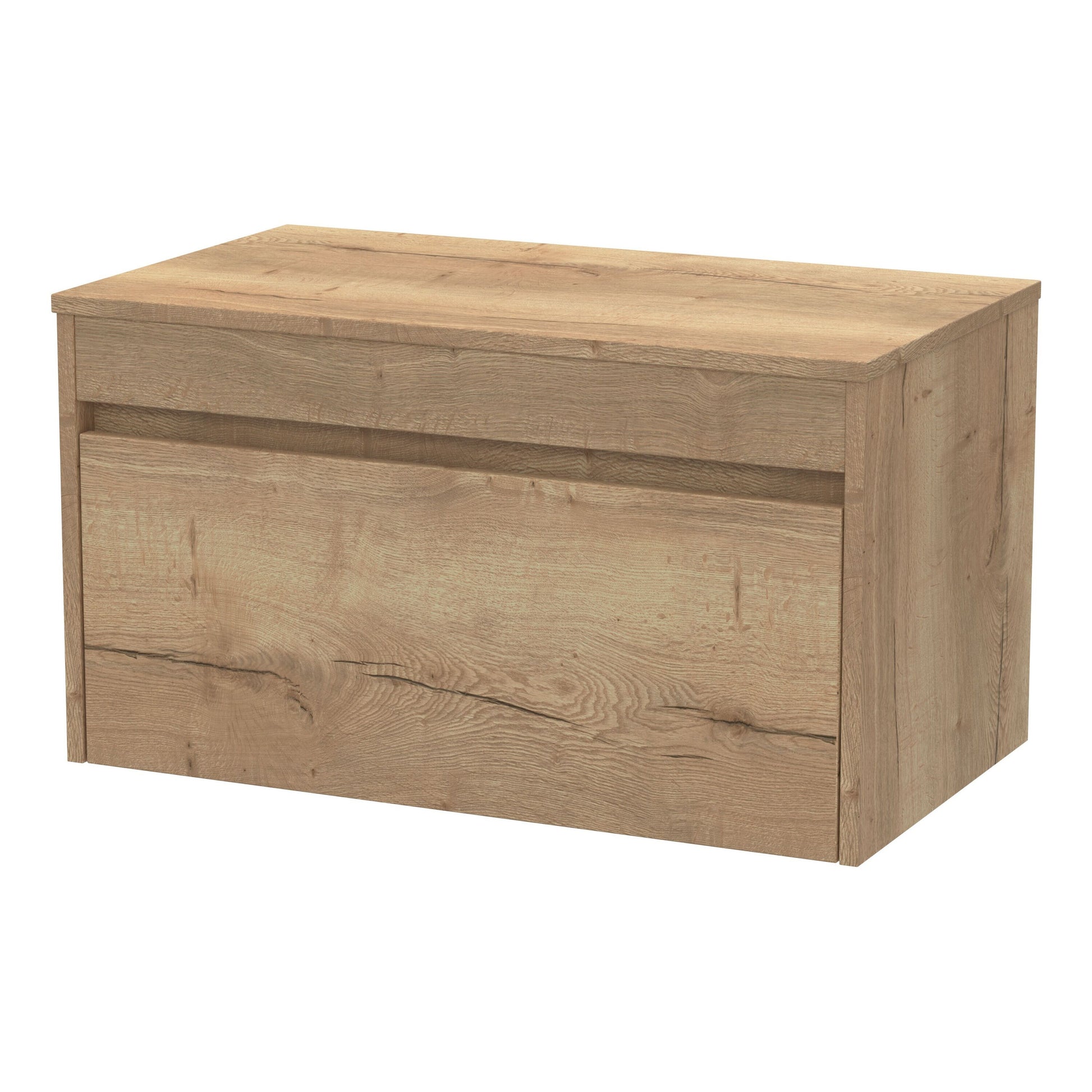 [BFLW1896W] Swainsley Contemporary Wall Hung 1 Drawer Vanity Unit with Laminate Worktop - Choice of Size and Colour - Cutout