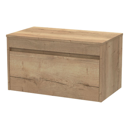 [BFLW1896W] Swainsley Contemporary Wall Hung 1 Drawer Vanity Unit with Laminate Worktop - Choice of Size and Colour - Cutout