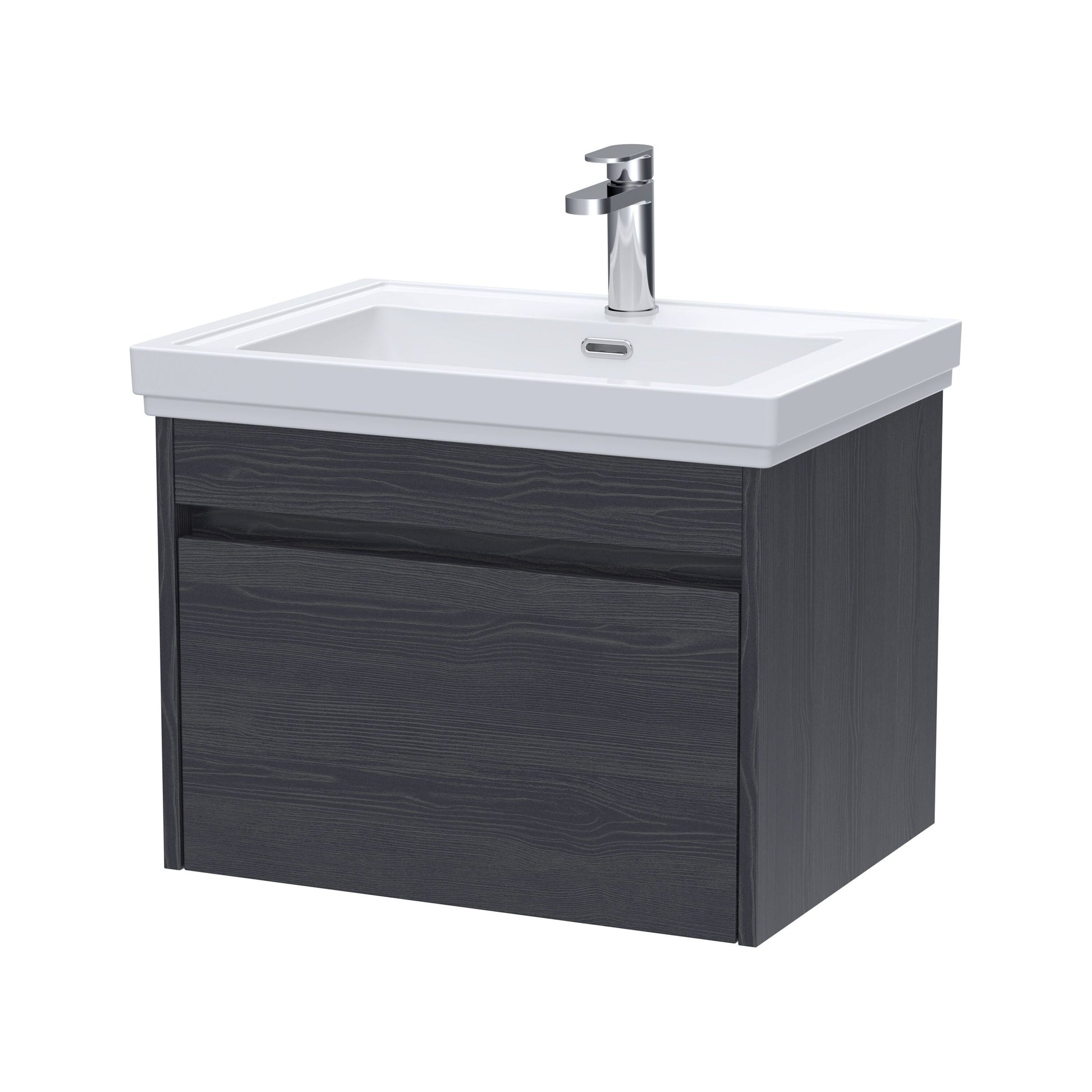[BFLW2294A] Swainsley Contemporary Wall Hung 1 Drawer Vanity Unit with Traditional 1 Tap Hole Fireclay Basin - Choice of Size and Colour - Cutout