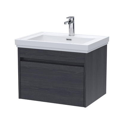 [BFLW2294A] Swainsley Contemporary Wall Hung 1 Drawer Vanity Unit with Traditional 1 Tap Hole Fireclay Basin - Choice of Size and Colour - Cutout