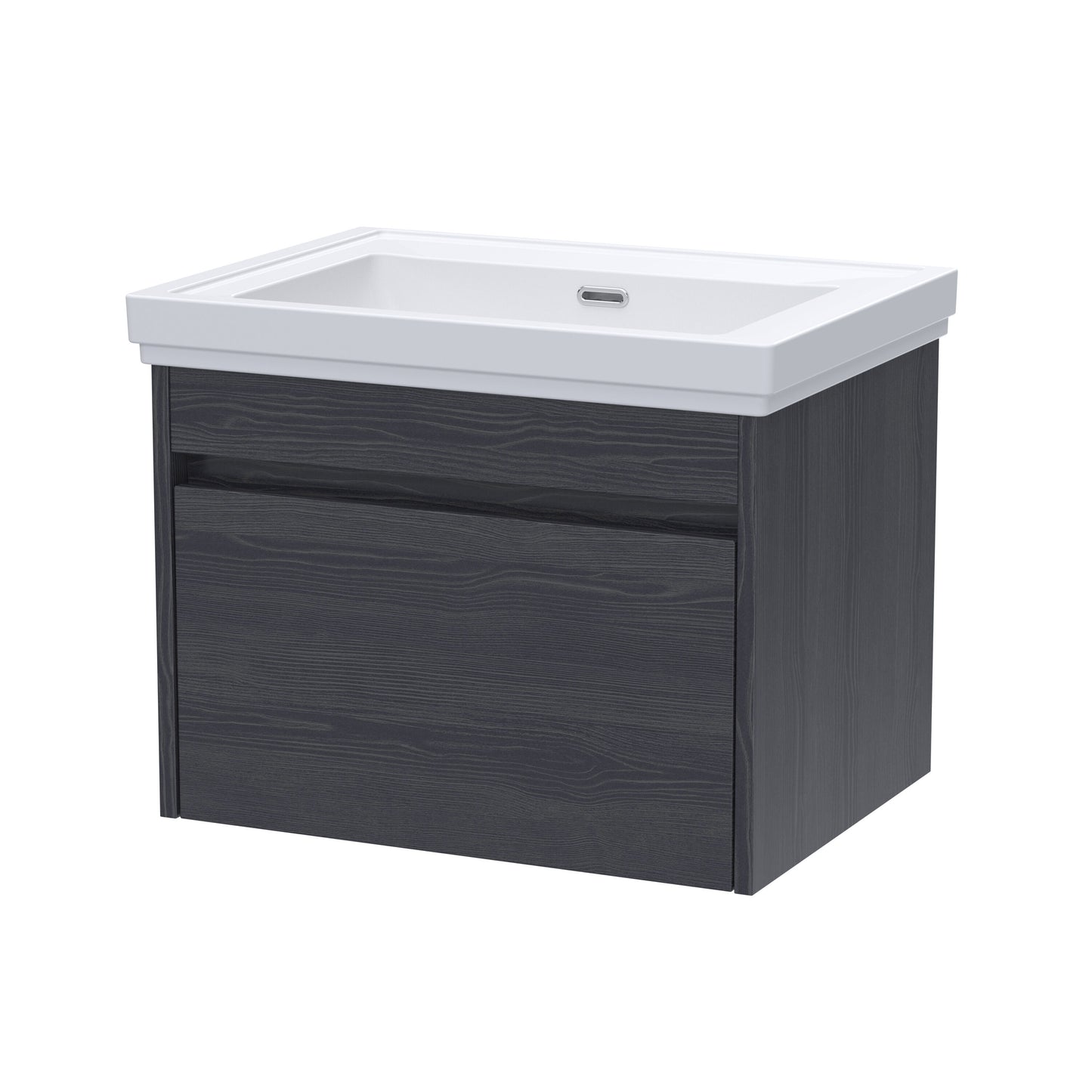 [BFLW2294H] Swainsley Contemporary Wall Hung 1 Drawer Vanity Unit with Traditional 0 Tap Hole Fireclay Basin - Choice of Size and Colour - Cutout
