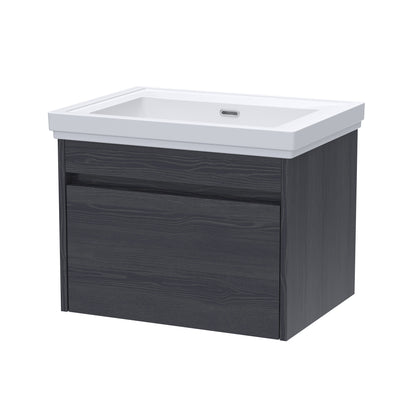 [BFLW2294H] Swainsley Contemporary Wall Hung 1 Drawer Vanity Unit with Traditional 0 Tap Hole Fireclay Basin - Choice of Size and Colour - Cutout