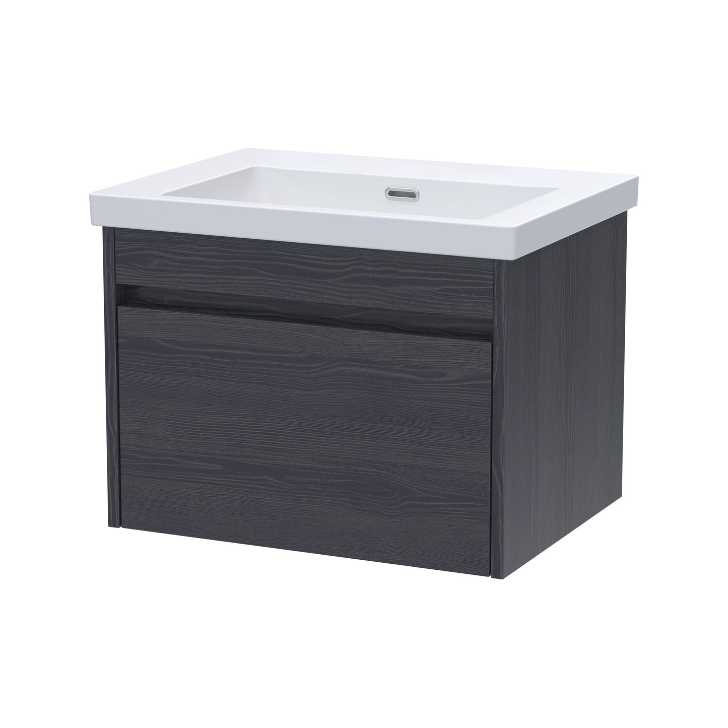[BFLW2294K] Swainsley Contemporary Wall Hung 1 Drawer Vanity Unit with 0 Tap Hole Fireclay Basin - Choice of Size and Colour - Cutout