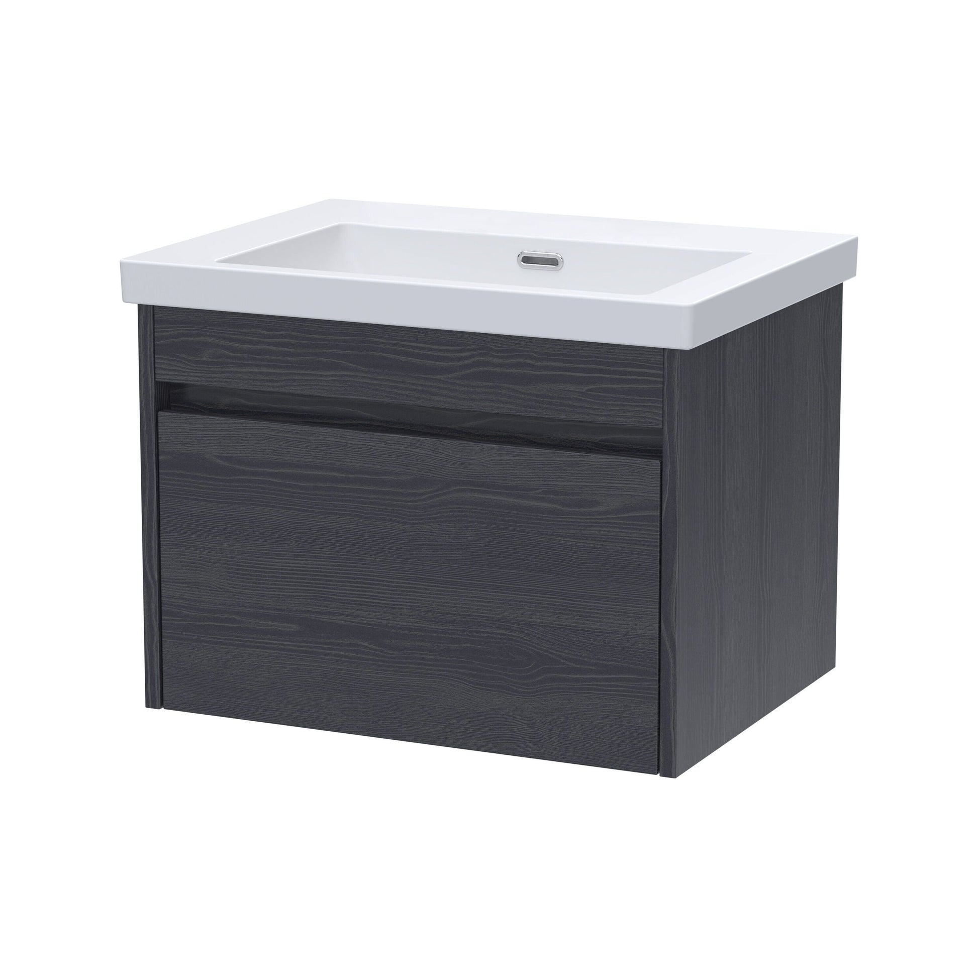 [BFLW2294K] Swainsley Contemporary Wall Hung 1 Drawer Vanity Unit with 0 Tap Hole Fireclay Basin - Choice of Size and Colour - Cutout