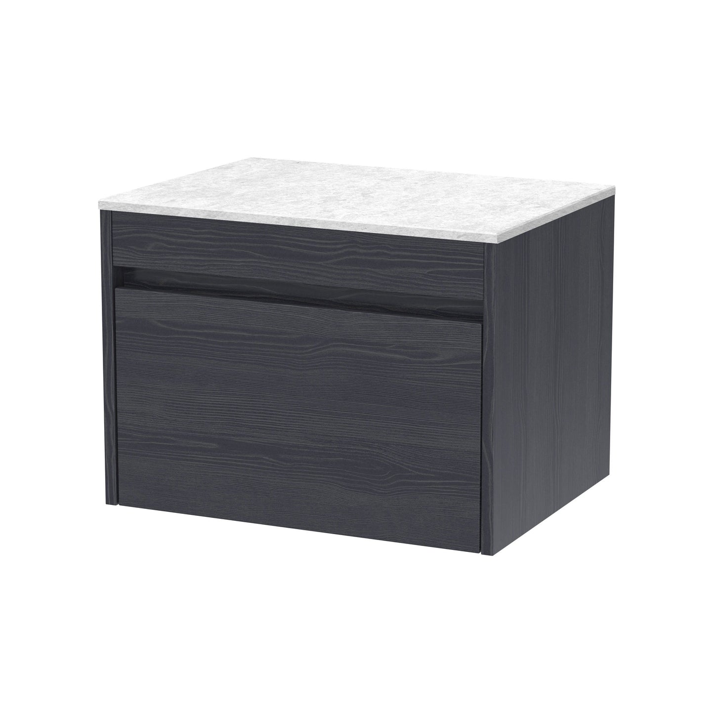 [BFLW2294WMT] Swainsley Contemporary Wall Hung 1 Drawer Vanity Unit with White Marble Top - Choice of Size and Colour - Cutout