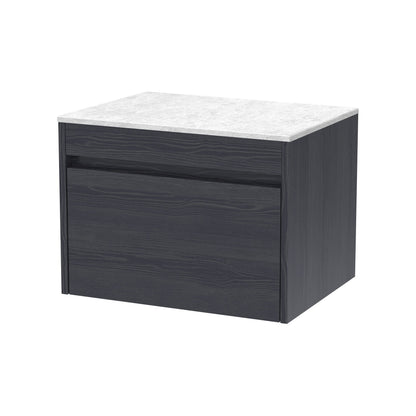 [BFLW2294WMT] Swainsley Contemporary Wall Hung 1 Drawer Vanity Unit with White Marble Top - Choice of Size and Colour - Cutout