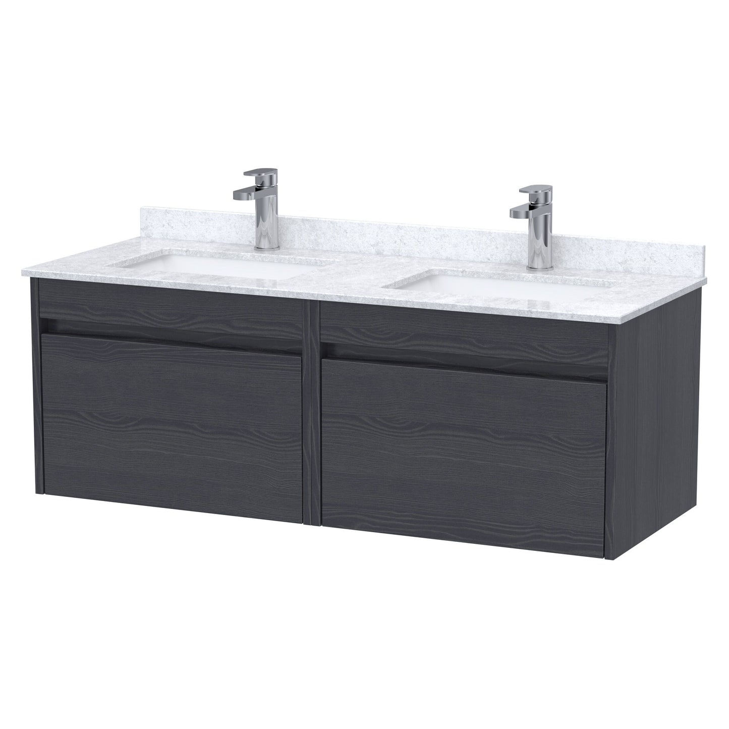 [BFLW2294WS2] Swainsley Contemporary Wall Hung 2 Drawer 1200mm Vanity Unit with Marble Top with Basin - Choice of Colour - Cutout