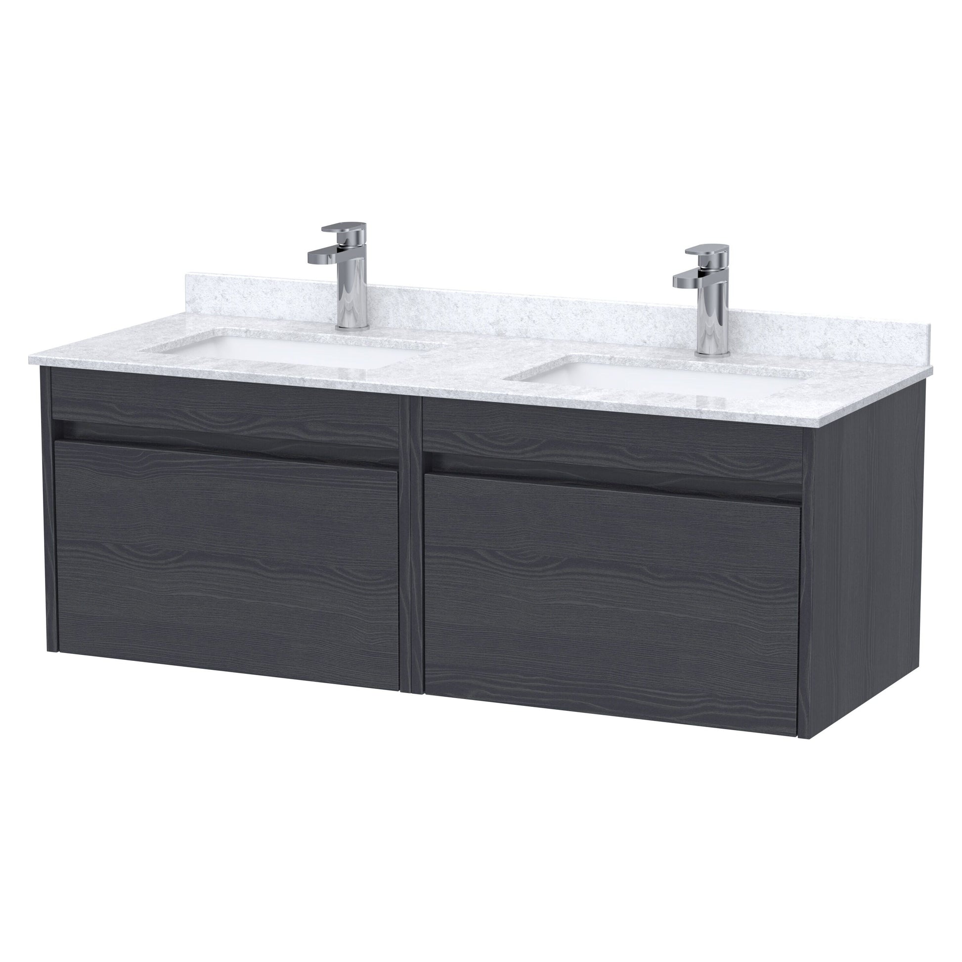 [BFLW2294WS2] Swainsley Contemporary Wall Hung 2 Drawer 1200mm Vanity Unit with Marble Top with Basin - Choice of Colour - Cutout