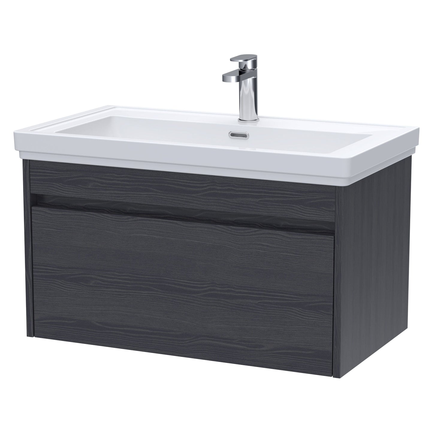 [BFLW2296A] Swainsley Contemporary Wall Hung 1 Drawer Vanity Unit with Traditional 1 Tap Hole Fireclay Basin - Choice of Size and Colour - Cutout