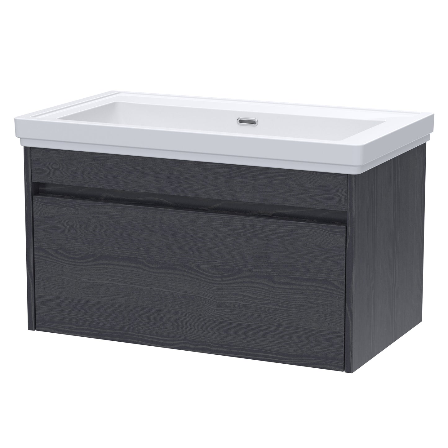 [BFLW2296H] Swainsley Contemporary Wall Hung 1 Drawer Vanity Unit with Traditional 0 Tap Hole Fireclay Basin - Choice of Size and Colour - Cutout