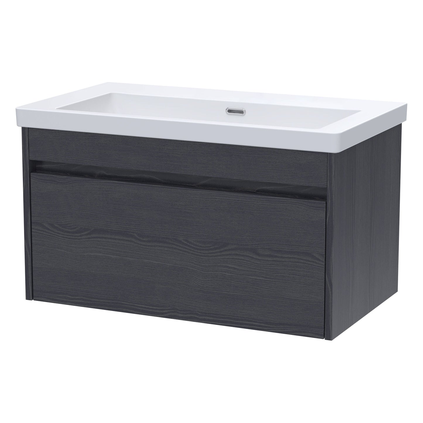 [BFLW2296K] Swainsley Contemporary Wall Hung 1 Drawer Vanity Unit with 0 Tap Hole Fireclay Basin - Choice of Size and Colour - Cutout