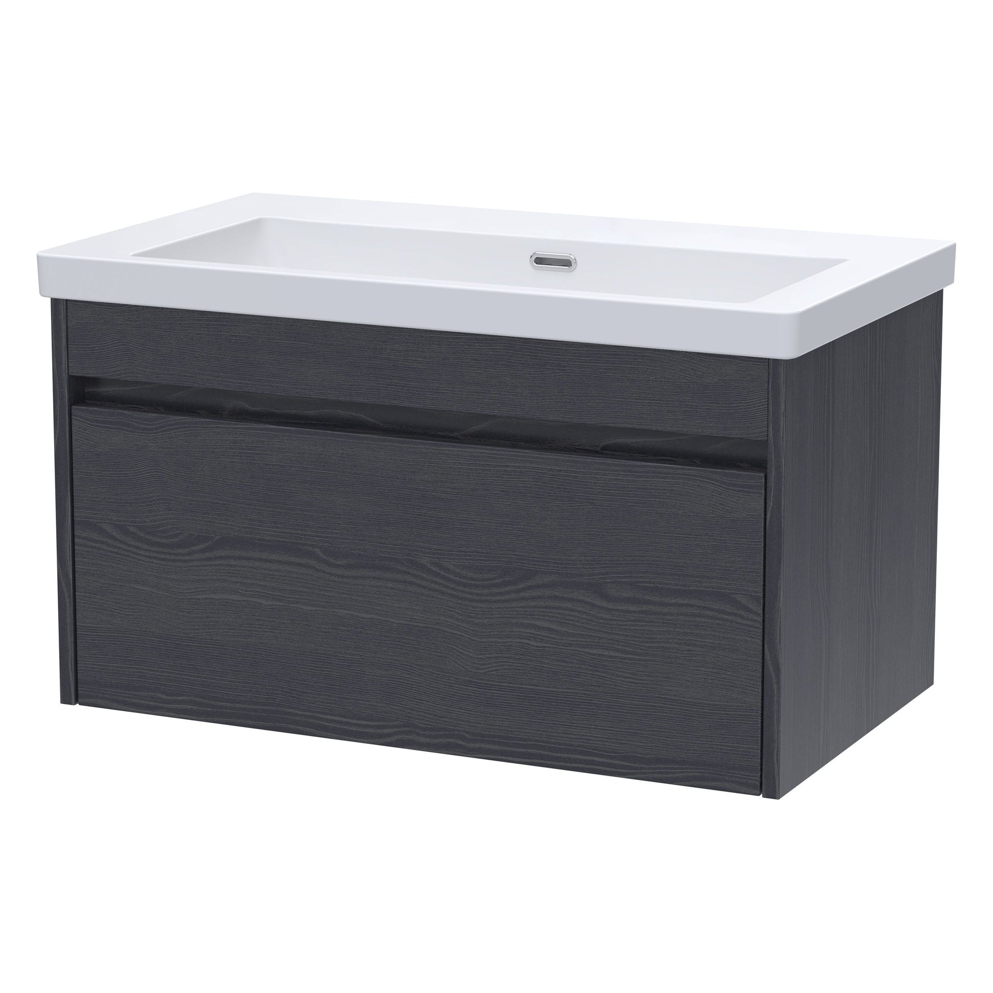 [BFLW2296K] Swainsley Contemporary Wall Hung 1 Drawer Vanity Unit with 0 Tap Hole Fireclay Basin - Choice of Size and Colour - Cutout