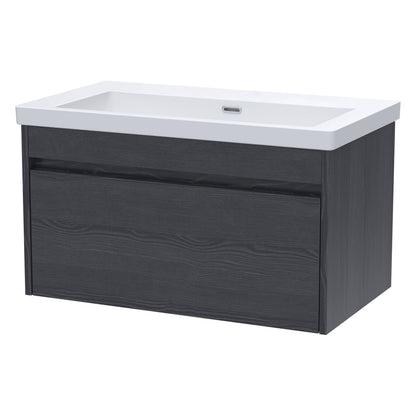 [BFLW2296K] Swainsley Contemporary Wall Hung 1 Drawer Vanity Unit with 0 Tap Hole Fireclay Basin - Choice of Size and Colour - Cutout