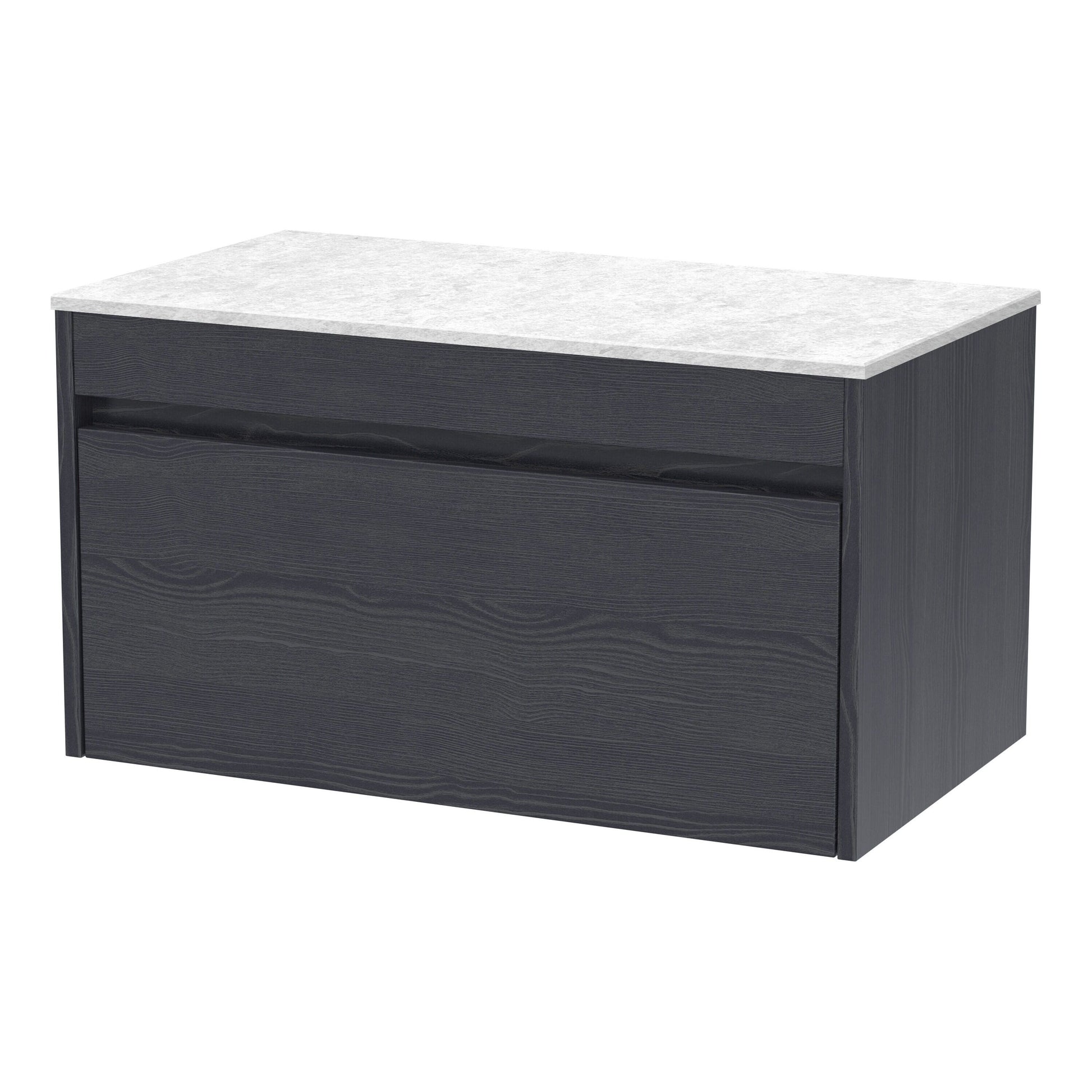 [BFLW2296WMT] Swainsley Contemporary Wall Hung 1 Drawer Vanity Unit with White Marble Top - Choice of Size and Colour - Cutout
