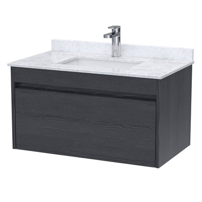 [BFLW2296WS1] Swainsley Contemporary Wall Hung 1 Drawer Vanity Unit with Marble Top with Basin - Choice of Size and Colour - Cutout