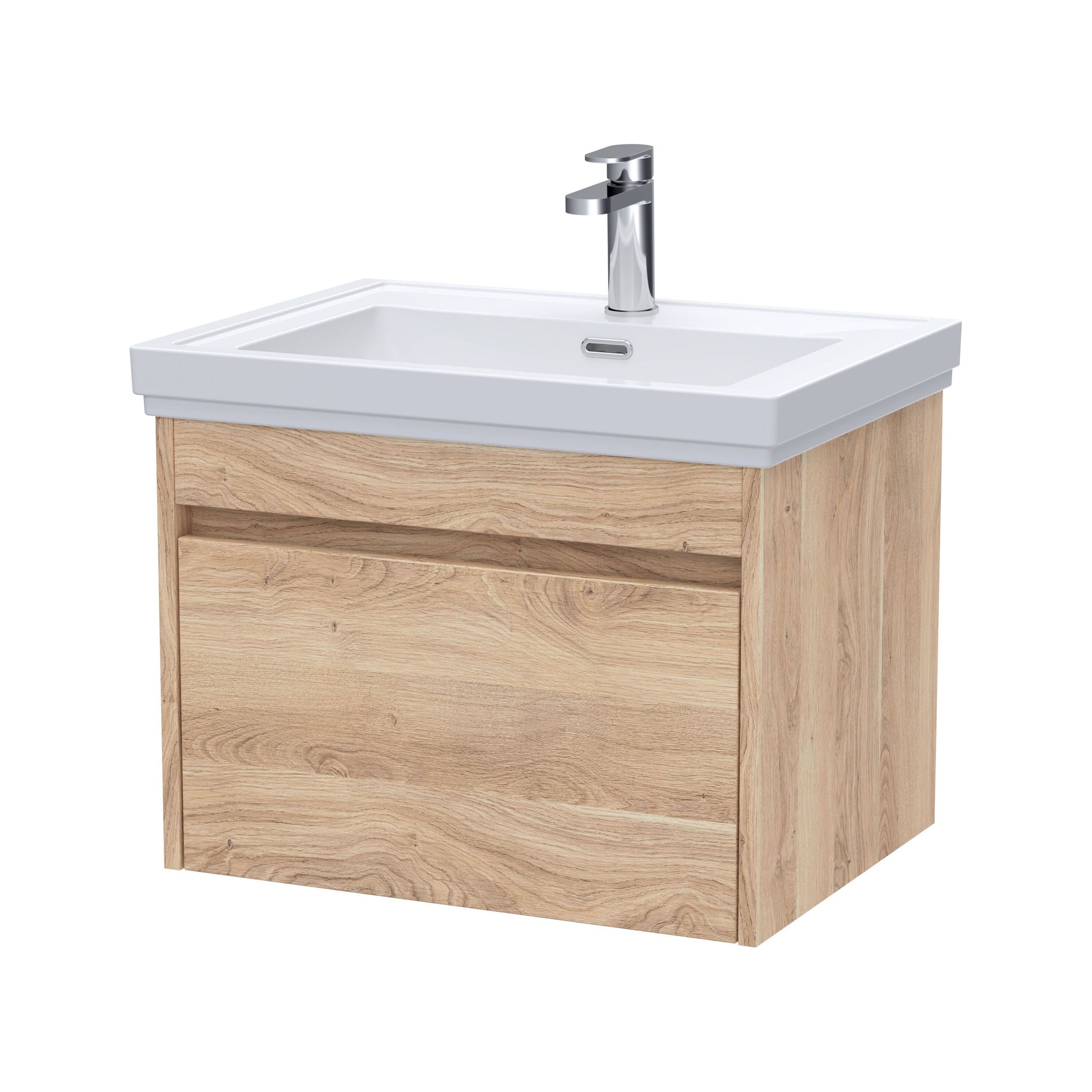 [BFLW3094A] Swainsley Contemporary Wall Hung 1 Drawer Vanity Unit with Traditional 1 Tap Hole Fireclay Basin - Choice of Size and Colour - Cutout