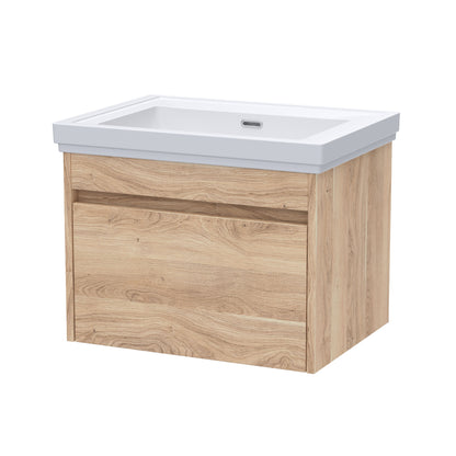 [BFLW3094H] Swainsley Contemporary Wall Hung 1 Drawer Vanity Unit with Traditional 0 Tap Hole Fireclay Basin - Choice of Size and Colour - Cutout
