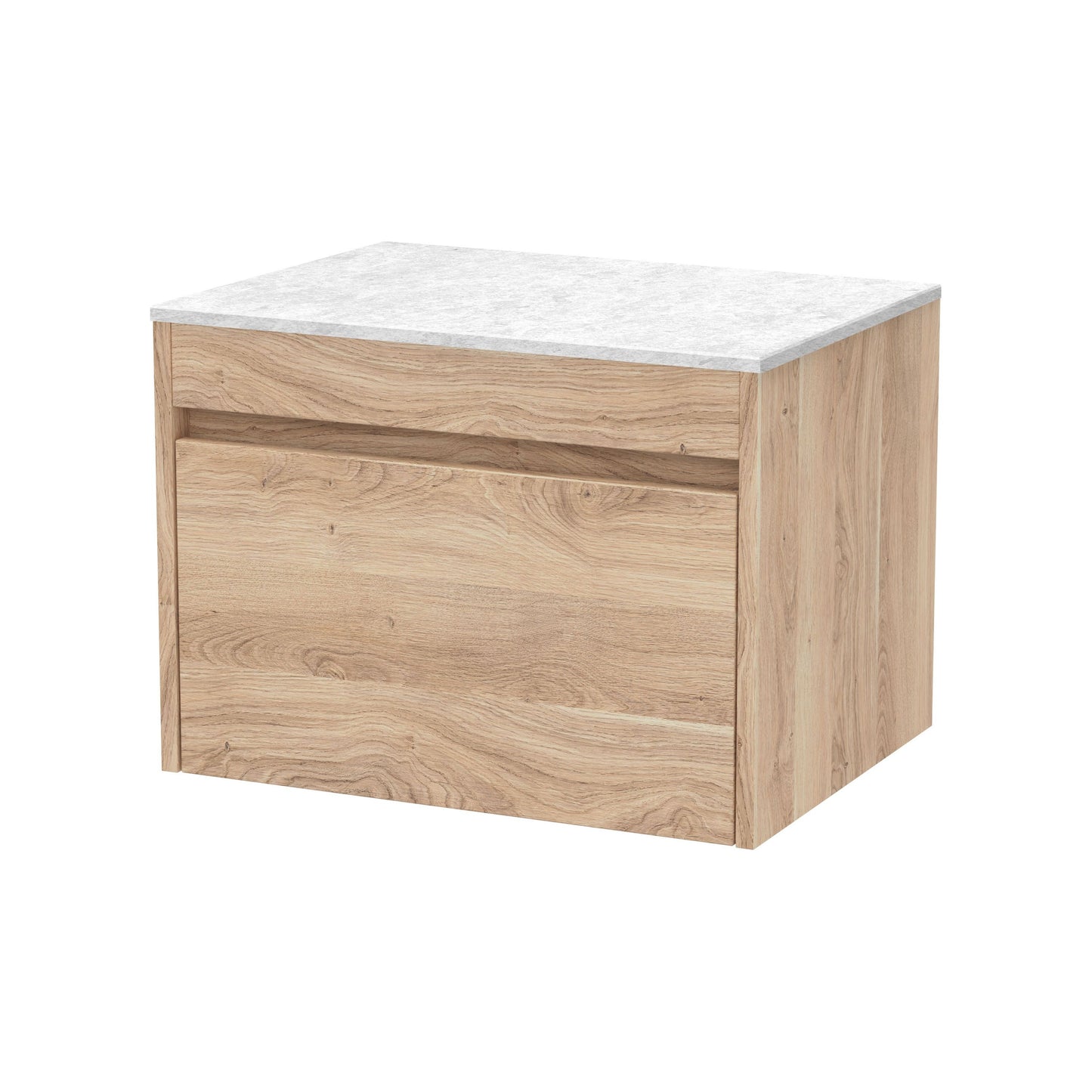 [BFLW3094WMT] Swainsley Contemporary Wall Hung 1 Drawer Vanity Unit with White Marble Top - Choice of Size and Colour - Cutout