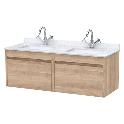 [BFLW3094WS2] Swainsley Contemporary Wall Hung 2 Drawer 1200mm Vanity Unit with Marble Top with Basin - Choice of Colour - Cutout