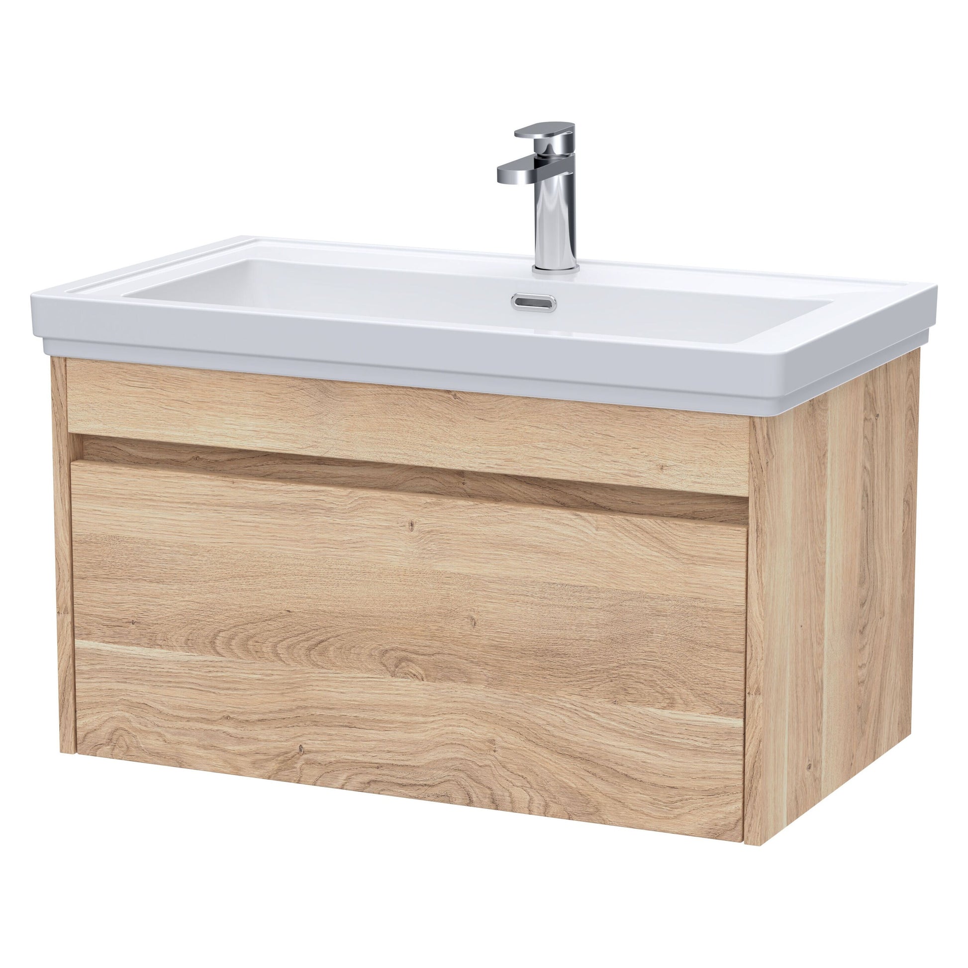 [BFLW3096A] Swainsley Contemporary Wall Hung 1 Drawer Vanity Unit with Traditional 1 Tap Hole Fireclay Basin - Choice of Size and Colour - Cutout