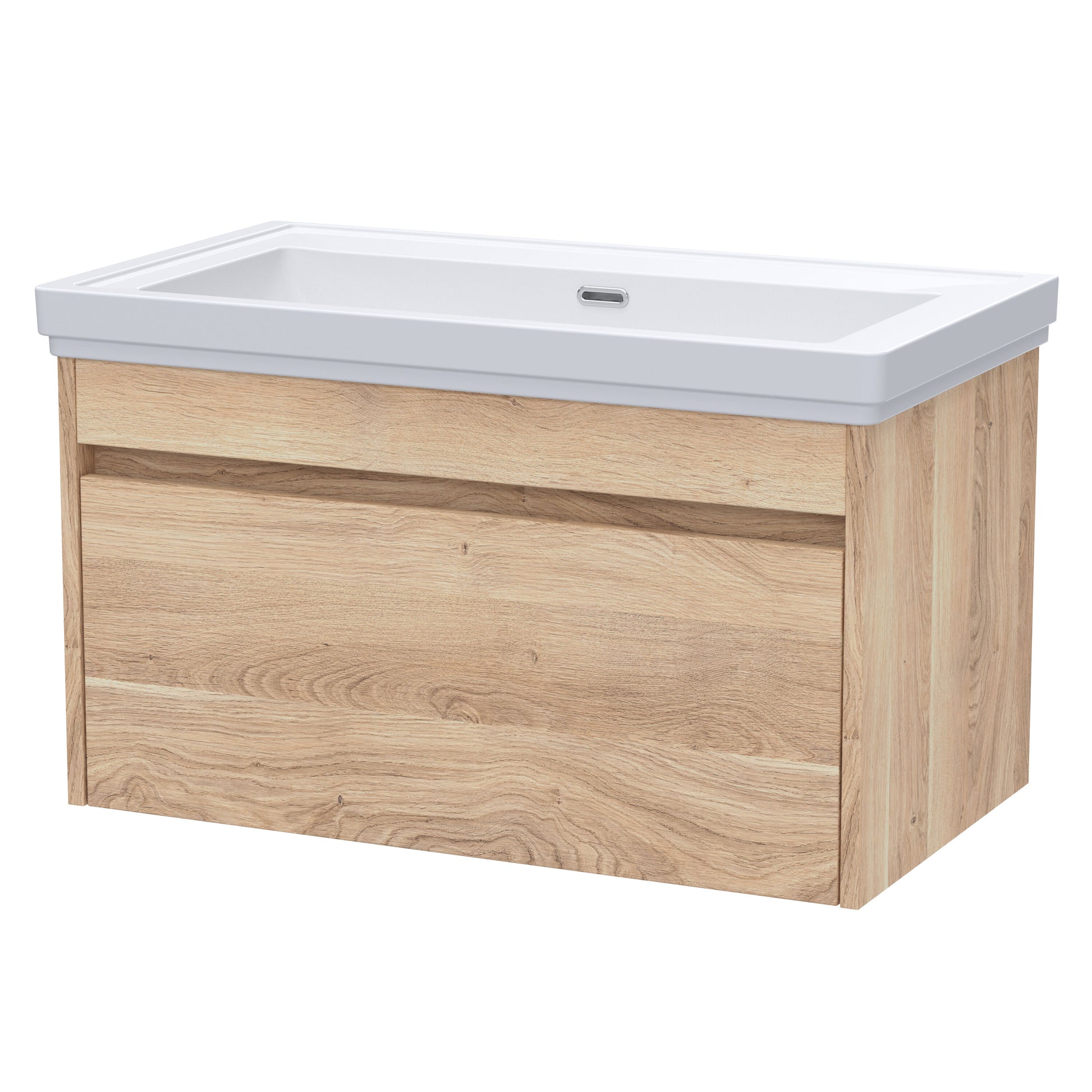 [BFLW3096H] Swainsley Contemporary Wall Hung 1 Drawer Vanity Unit with Traditional 0 Tap Hole Fireclay Basin - Choice of Size and Colour - Cutout