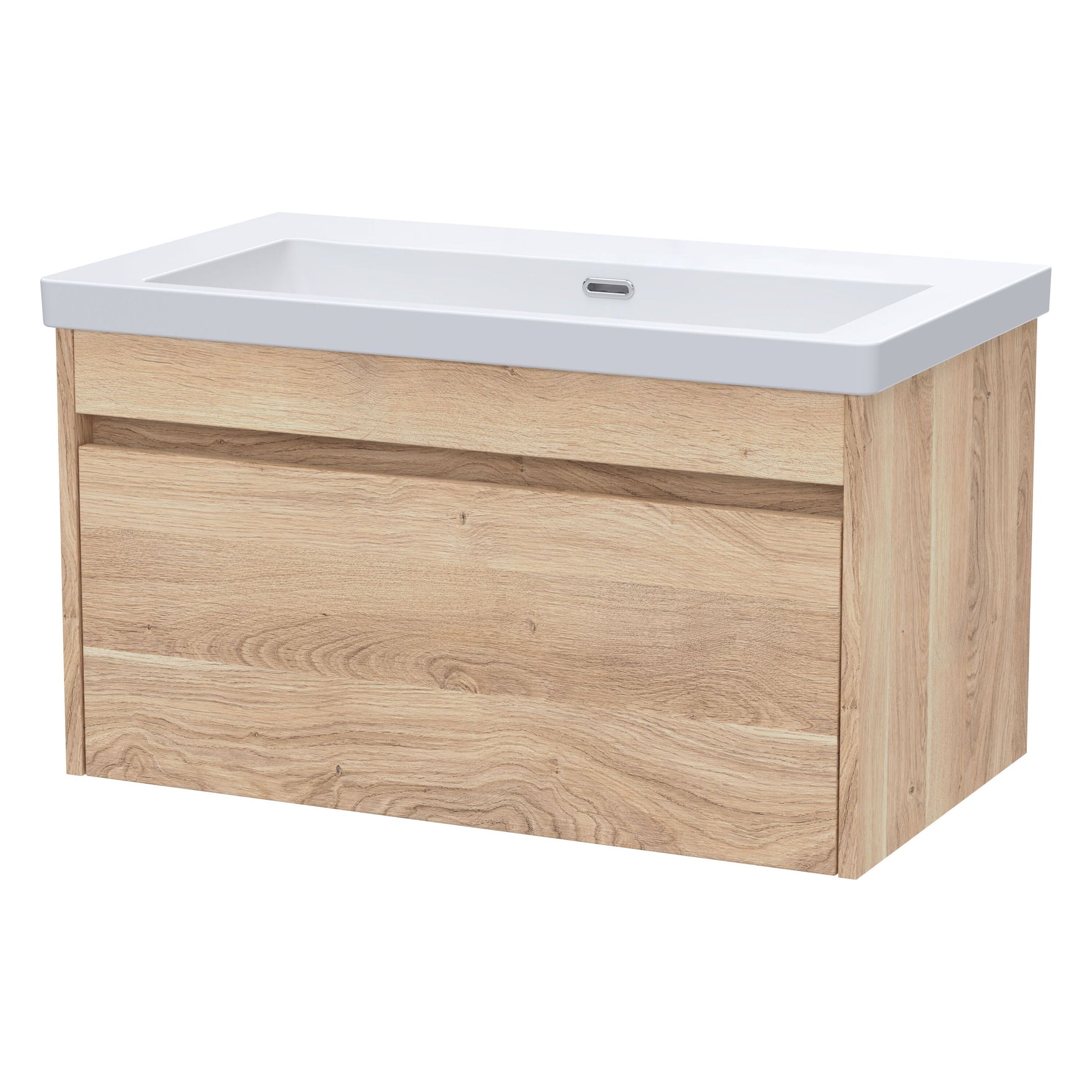 [BFLW3096K] Swainsley Contemporary Wall Hung 1 Drawer Vanity Unit with 0 Tap Hole Fireclay Basin - Choice of Size and Colour - Cutout