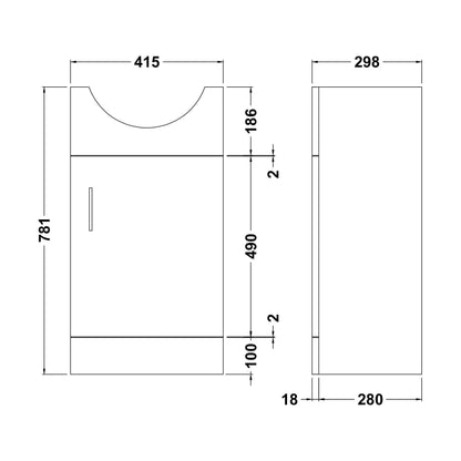 [BFOR101] 450 PR Std Basin Unit - Technical Drawing