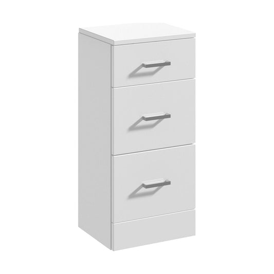 [BFOR136] Floor Standing 3 Drawer Bathroom Unit - 350mm - Gloss White - Cutout
