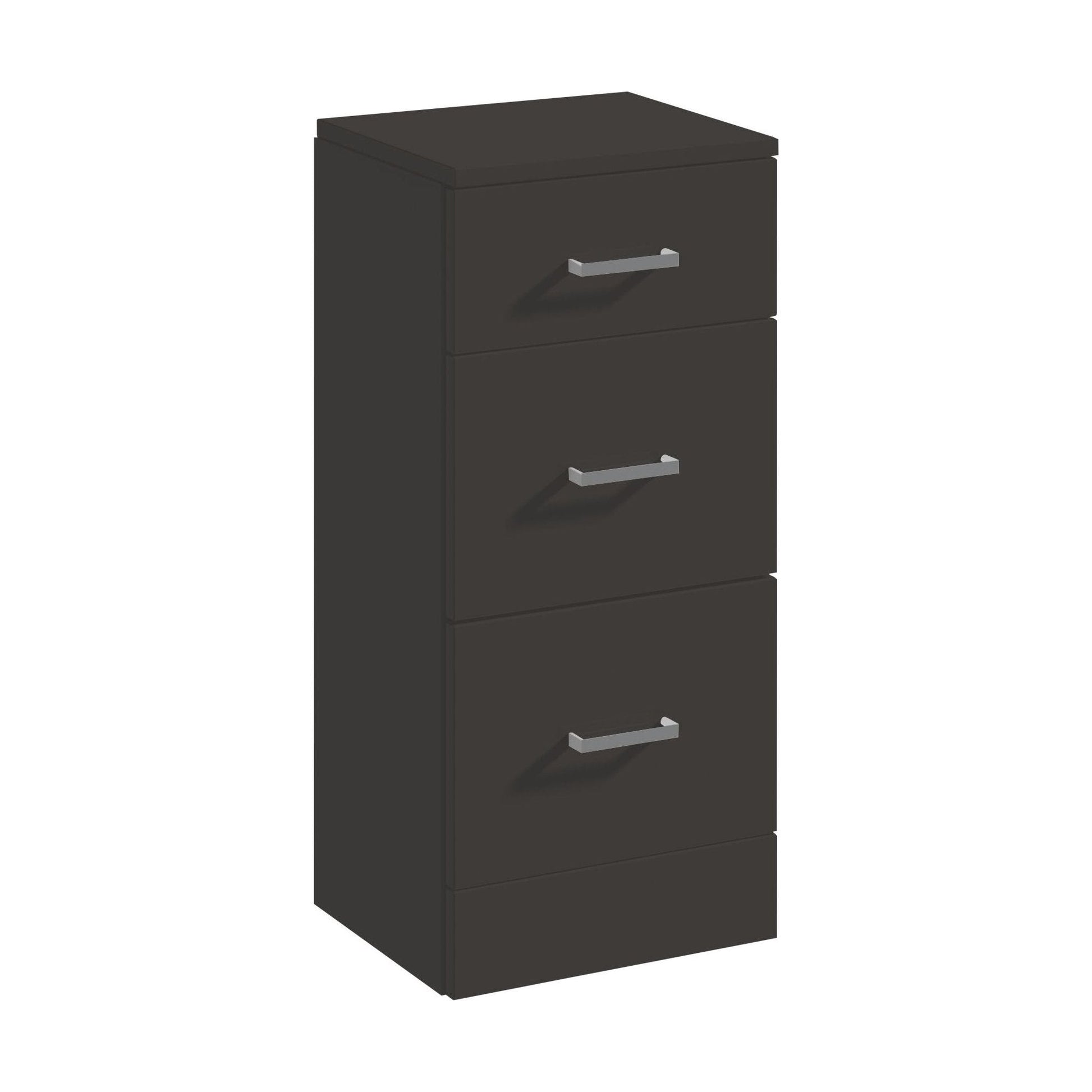 [BFOR1435] Hamstall Modern Bathroom Floor Standing 3 Drawer Unit – 350 x 300mm, Dark Grey - Cutout
