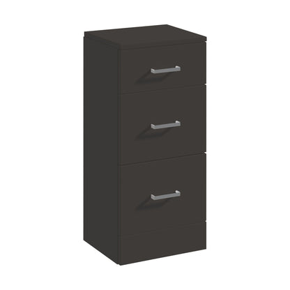 [BFOR1435] Hamstall Modern Bathroom Floor Standing 3 Drawer Unit – 350 x 300mm, Dark Grey - Cutout