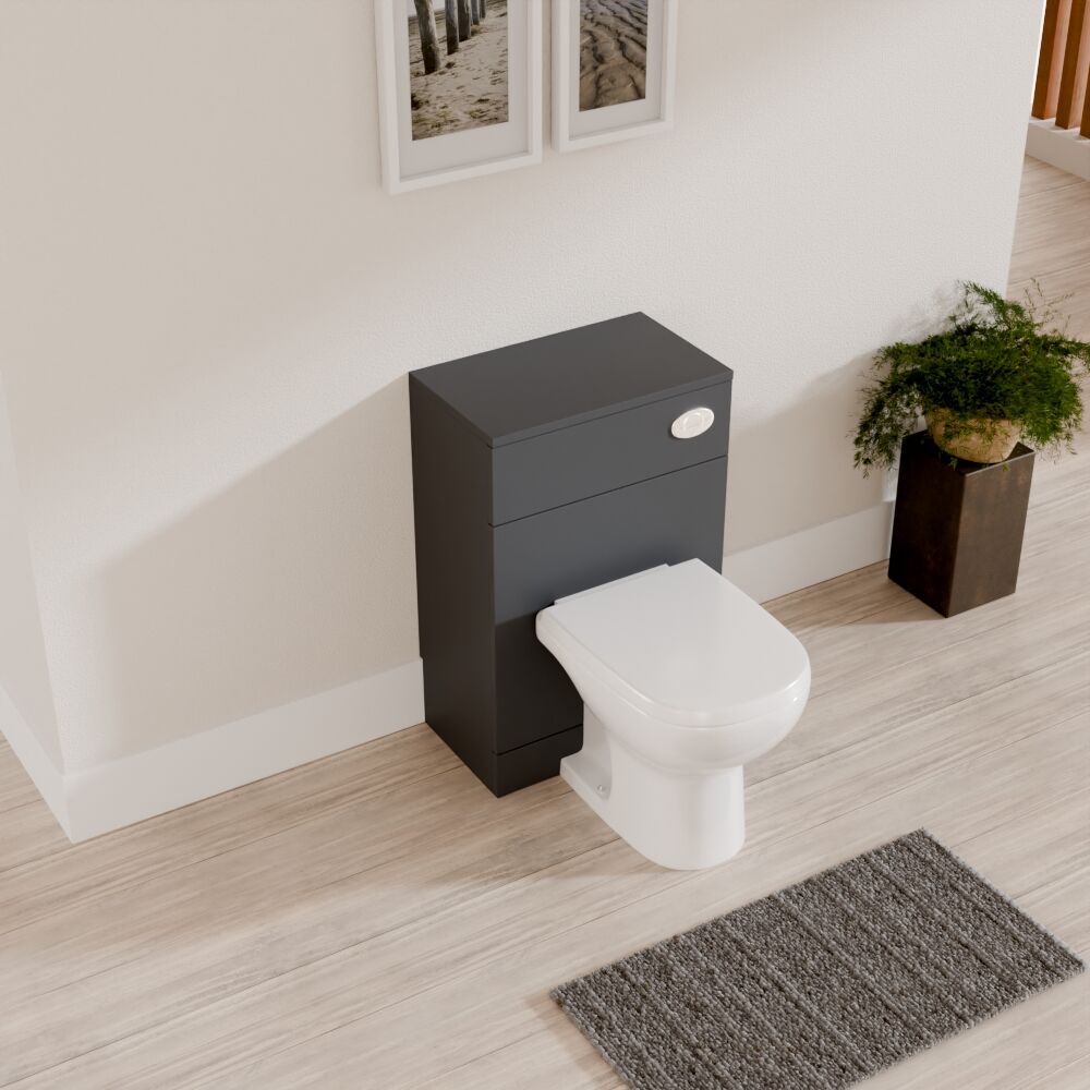 [BFOR1441] Modern Bathroom Floor Standing WC Unit – 500 x 300mm, Dark Grey - Lifestyle 2