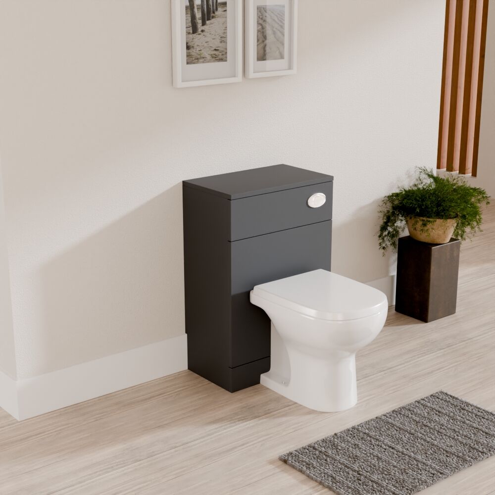 [BFOR1441] Modern Bathroom Floor Standing WC Unit – 500 x 300mm, Dark Grey - Lifestyle 3