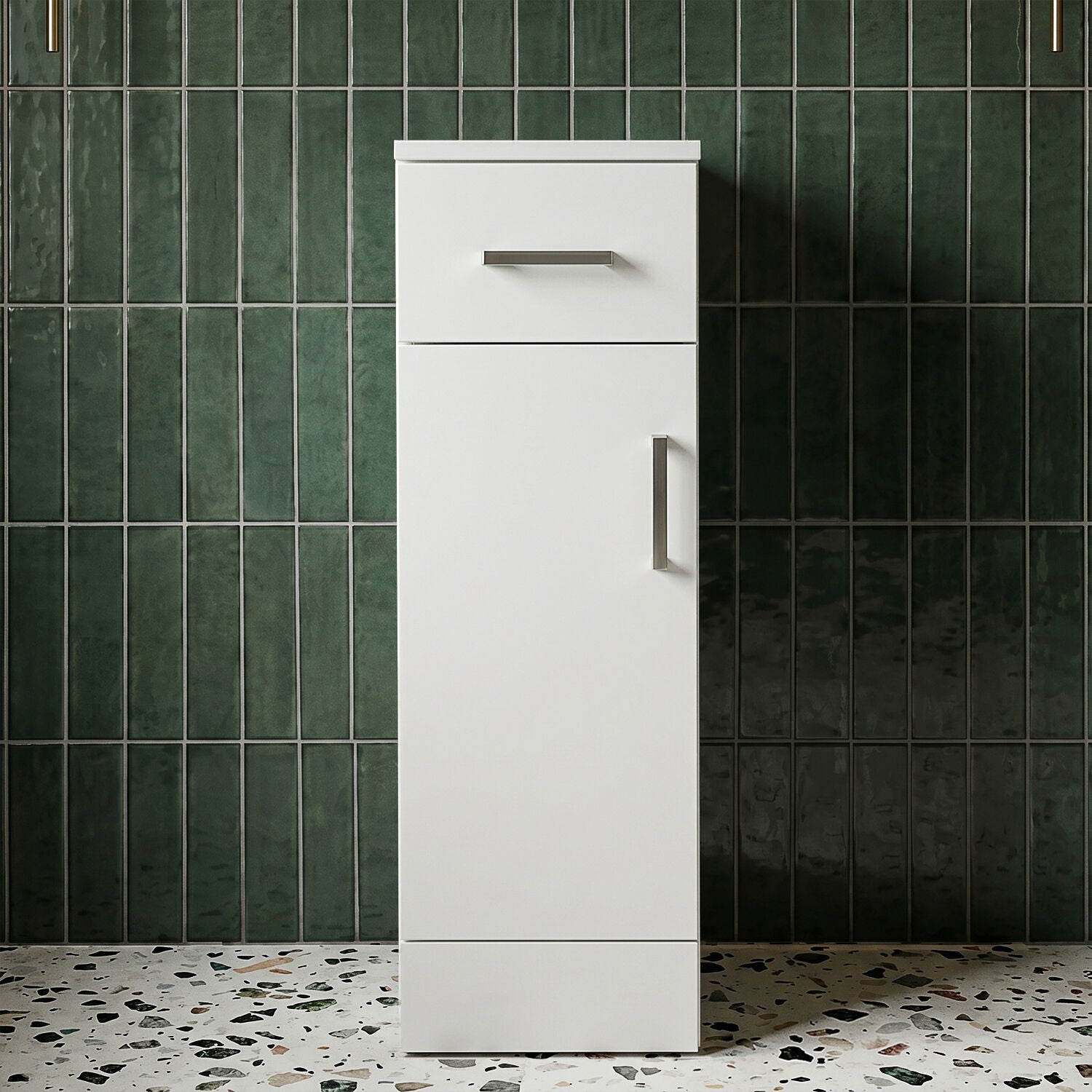 [BFOR172] Floor Standing Bathroom Cupboard - 250mm - Gloss White - Silo