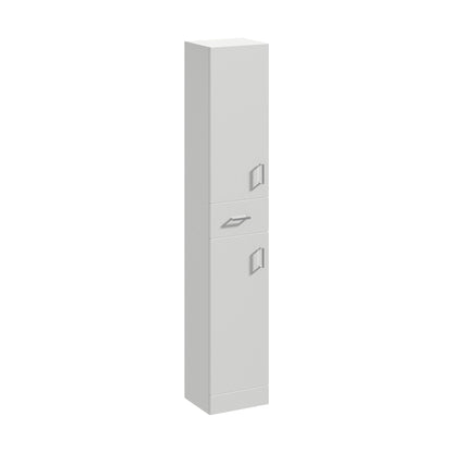 [BFOR464] Orbit Square Tall Floor Standing Bathroom Cabinet Gloss Grey Mist - 350mm - Balterley - Cutout