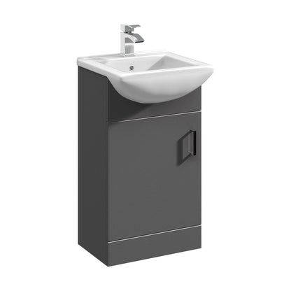 [BFORM450SB] Hamstall Dark Grey Floor Standing Vanity Unit with Basin - Soft Close Doors, Choice of Size & Basin Style - Cutout