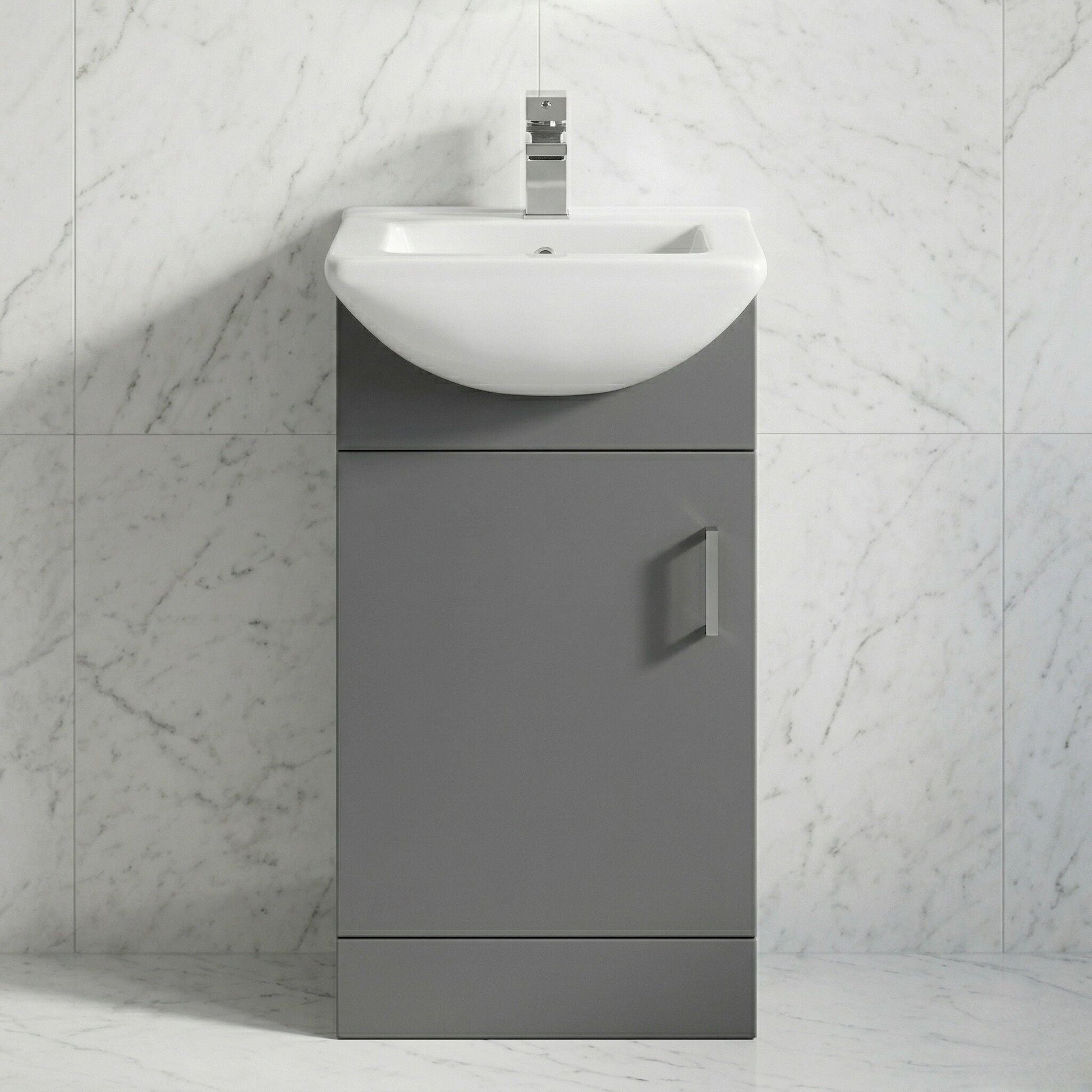 [BFORM450SB] Hamstall Dark Grey Floor Standing Vanity Unit with Basin - Soft Close Doors, Choice of Size & Basin Style - Silo