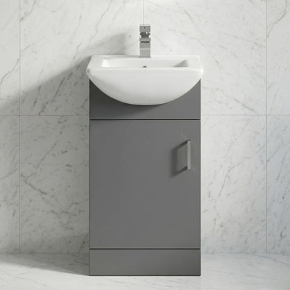 [BFORM450SB] Hamstall Dark Grey Floor Standing Vanity Unit with Basin - Soft Close Doors, Choice of Size & Basin Style - Silo