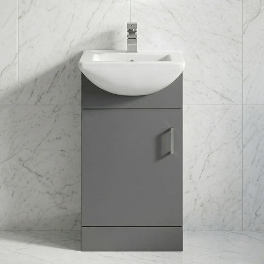 [BFORM450SB] Hamstall Dark Grey Floor Standing Vanity Unit with Basin - Soft Close Doors, Choice of Size & Basin Style - Silo