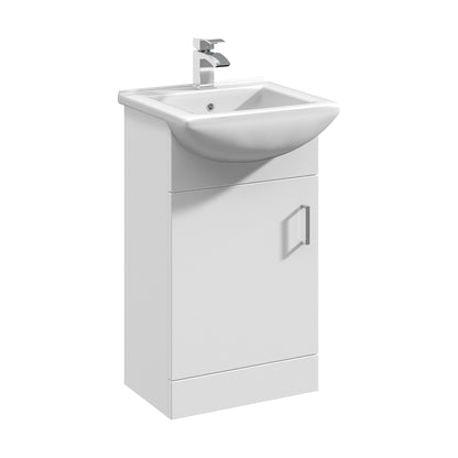 [BFORM450] 1 Door Vanity Basin Unit with Square Basin - 450mm - Gloss White - Cutout